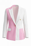 2 Piece White Pink Peak Lapel One Button Women's Suits