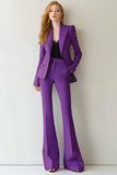 Dark Purple Peak Lapel 2 Piece Business Suits