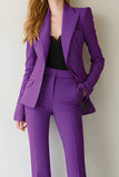 Dark Purple Peak Lapel 2 Piece Business Suits