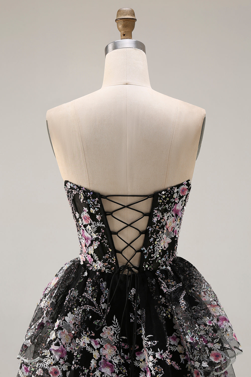 black and pink lace prom dress Off the Shoulder Black and Pink Layered Lace Prom Dresses, Off Shoulde Eip Collection