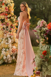Sparkly Blush Mermaid Halter Side Slit Sequin Long Prom Dress with Large Bow