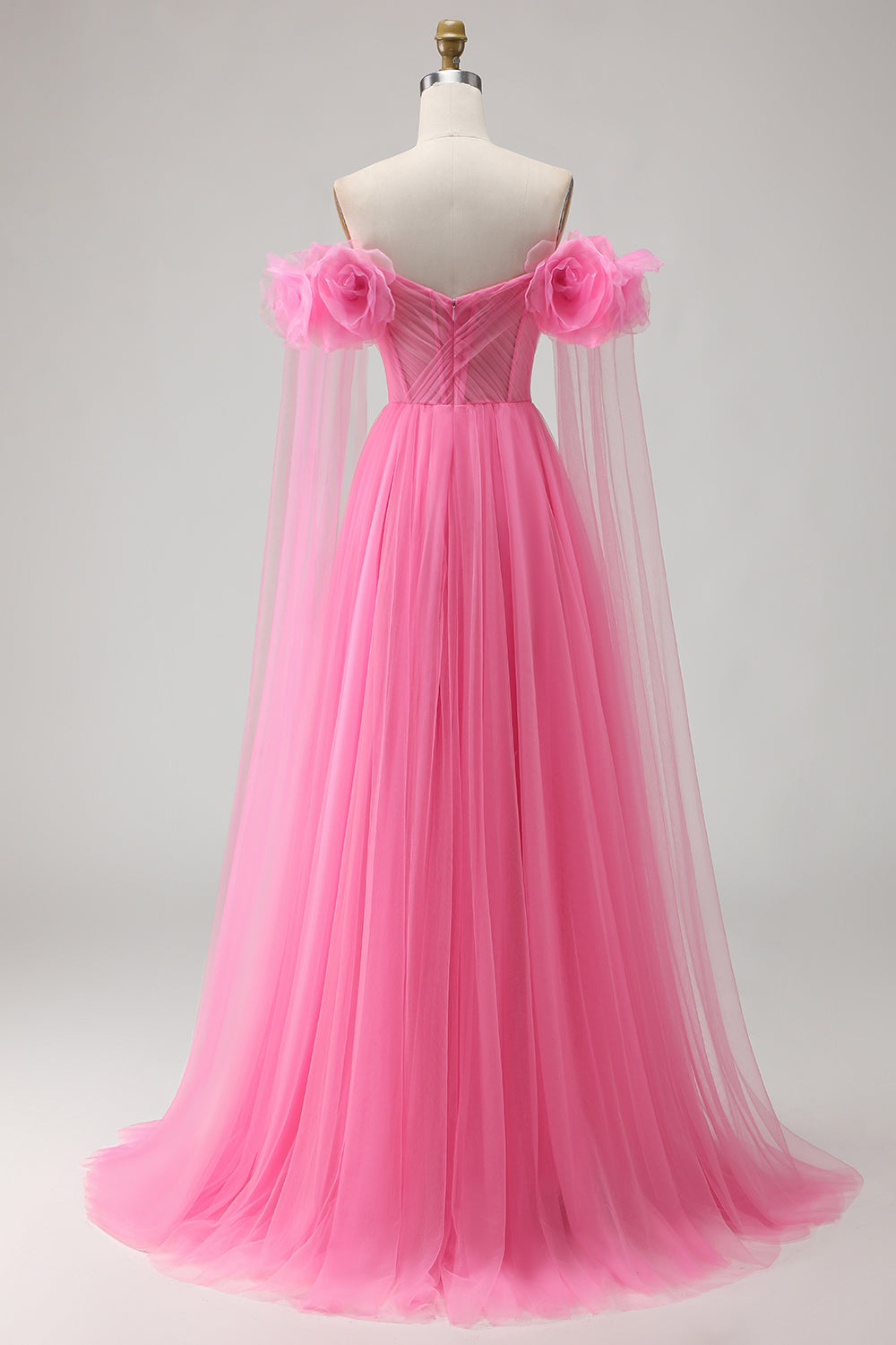 Zapaka Women Hot Pink Tulle Long Prom Dress with Streamer Off the Shoulder Pleated A Line Formal Dress, Hot Pink / US16W Zapaka Women Hot Pink Tulle Long Prom Dress with Streamer Off the Shoulder Pleated A Line Formal Dress, Hot Pink / US16W