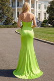 Green Mermaid Strapless 3D Flowers Maxi Dress with Slit
