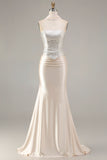 Champagne Strapless Mermaid Beaded Convertible Long Prom Dress