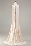 Champagne Strapless Mermaid Beaded Convertible Long Prom Dress