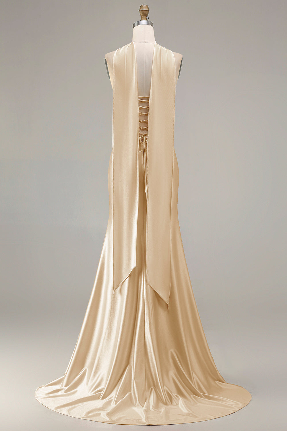 Zapaka Women Champagne Strapless Long Prom Dress with A Neck Scarf Mermaid Two Piece Beaded Gown Dress, Champagne / US2 Zapaka Women Champagne Strapless Long Prom Dress with A Neck Scarf Mermaid Two Piece Beaded Gown Dress, Champagne / US2