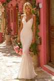 Simple Ivory Mermaid Spaghetti Straps Wedding Dress