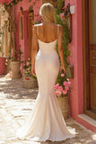 Simple Ivory Mermaid Spaghetti Straps Wedding Dress