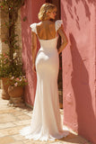 Ivory Mermaid Ruffled Wedding Dress with Slit
