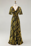 Burnout Velvet Dark Green Floor Length Dress