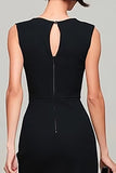 Black Sheath Keyhole Bateau Neck Long Formal Dress