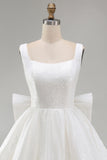 A Line Square Neck Sequins Short Homecoming Dress with Back Giant Bow
