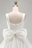 A Line Square Neck Sequins Short Homecoming Dress with Back Giant Bow