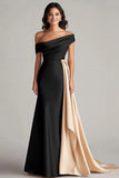 Off The Shoulder Black and White A-Line Formal Dress