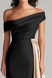 Off The Shoulder Black and White A-Line Formal Dress