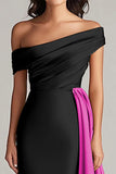 Off The Shoulder Black and White A-Line Formal Dress