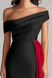 Off The Shoulder Black and White A-Line Formal Dress
