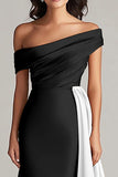 Off The Shoulder Black and White A-Line Formal Dress