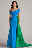 Off The Shoulder Black and White A-Line Formal Dress