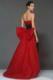 Strapless Black and Red Mermaid Formal Dress with Bow
