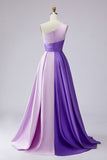 One Shoulder Pink Ruched A Line Formal Dress