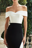 Black and White Mermaid Long Off the Shoulder Formal Dress