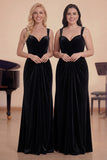 Black A-Line Velvet Long Choir Dress