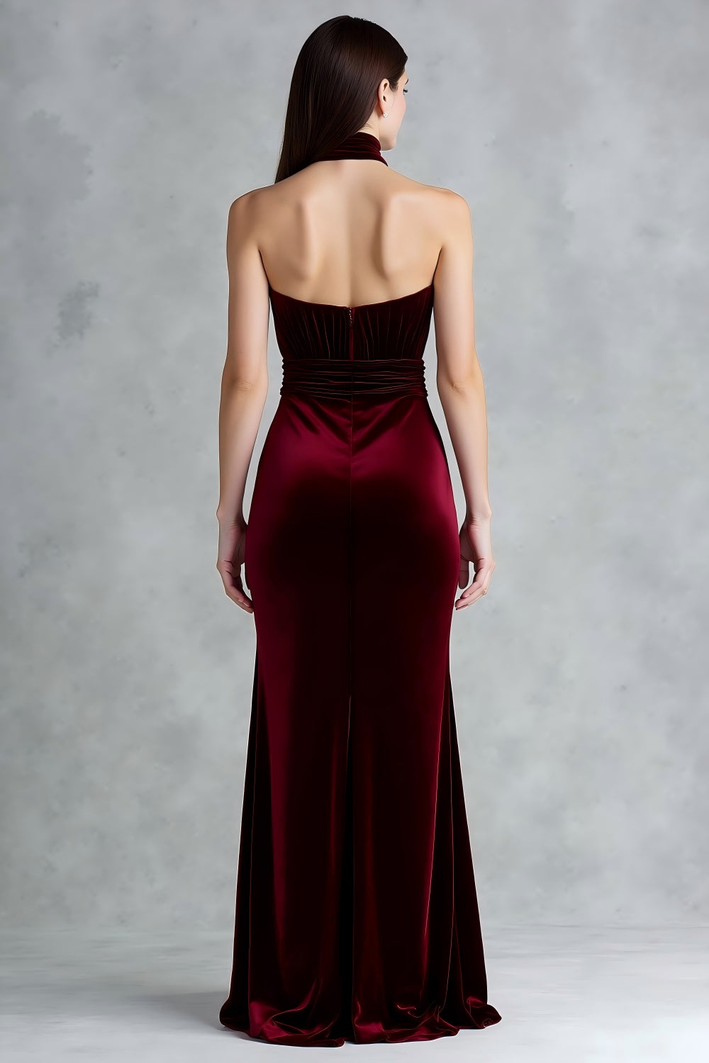 Zapaka Women Burgundy Long Velvet Formal Dress Sheath High Neck Keyhole Evening Dress, Burgundy / US6 Zapaka Women Burgundy Long Velvet Formal Dress Sheath High Neck Keyhole Evening Dress, Burgundy / US6