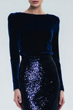 Burgundy Velvet Mermaid Bateau Neck Long Formal Dress