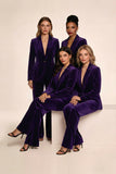 2 Piece Plum Velvet Peak Lapel Choir Suits