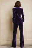 Velvet 2 Piece Plum Peak Lapel Single Breasted Women's Suits