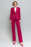 2 Piece Peak Lapel Fuchsia Women's Business Casual Suits