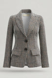 Grey Notched Lapel Slim Fit Women's Formal Blazer