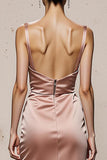 Light Pink Mermaid Long Evening Dress with Slit
