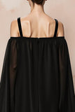 Mermaid Cold Shoulder Black Velvet Evening Dress
