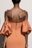 Orange Strapless Mermaid Long Evening Dress