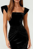 Sparkly Square Neck Mermaid Long Formal Dress with Slit