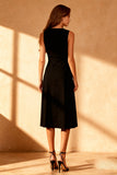 Black A Line Midi Scoop Neck Midi Cocktail Dress