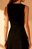 Black A Line Midi Scoop Neck Midi Cocktail Dress