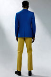 Men's Peak Lapel Blue Double Breasted Prom Suits