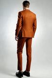 Dark Orange Peak Lapel One Button Men's Suits