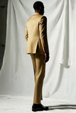 Khaki Notched Lapel Single Breasted Men's Formal Blazer