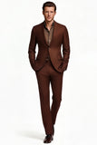 Dark Brown Notched Lapel Single Breasted Men Formal Blazer