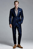 Navy Notched Lapel Single Breasted Men Formal Blazer