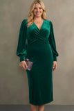 Velvet Cabernet Sheath Long Sleeve Plus Size Holiday Party Dress