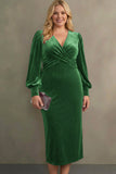 Velvet Cabernet Sheath Long Sleeve Plus Size Holiday Party Dress
