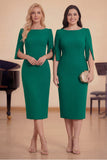 Black Sheath Bateau Neck Midi Choir Dress with Half Sleeves