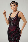 Black Golden Sequined 1920s Dress With Fringes