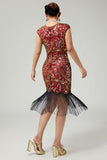 Fringed Sequined Bodycon Black Golden 1920s Dress