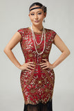 Fringed Sequined Bodycon Black Golden 1920s Dress